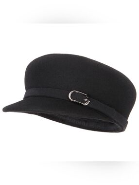 Black Wool Cadet Cap with Silver Buckle - Men Accessories